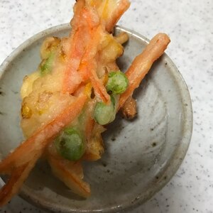 にんじんと枝豆とコーンのかき揚げ